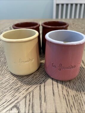 La Fermière Brown Rose/pink and yellowTerracotta Yogurt Pots Set of 4